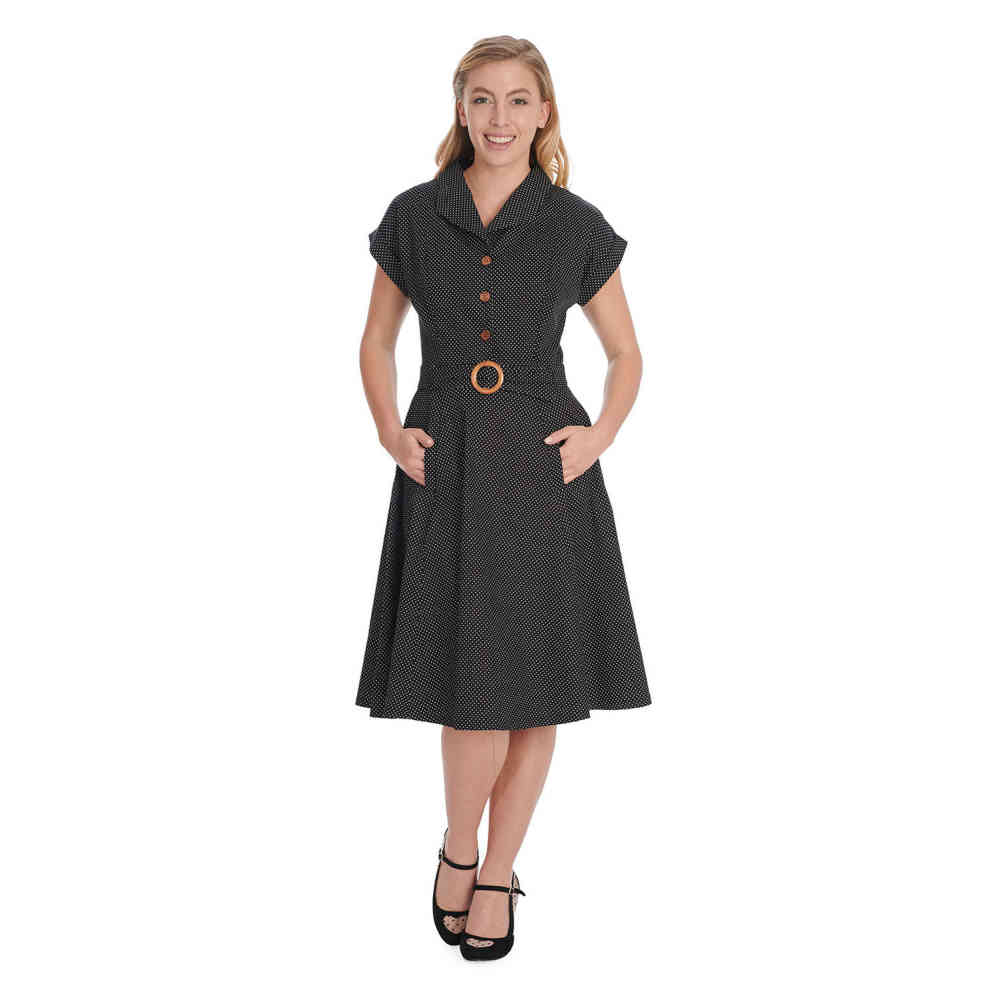 Banned - Polka Dot Dance Flare jurk - Zwart